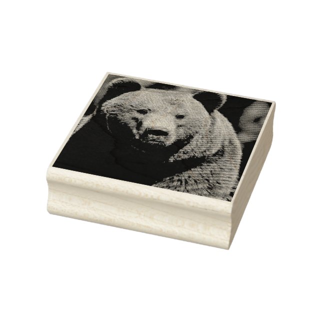 Sello De Caucho Estampado de arte de madera de OSO GRIZZLY (Sello)
