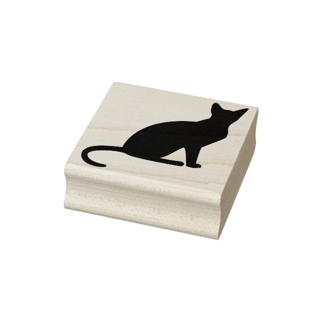 Sello De Caucho estampado de arte de silueta de gatos siameses (Sello)