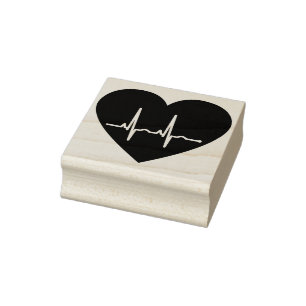 Sello De Caucho estampado de arte en ekg de corazón
