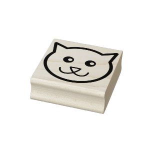 Sello De Caucho estampado de arte facial de gato feliz