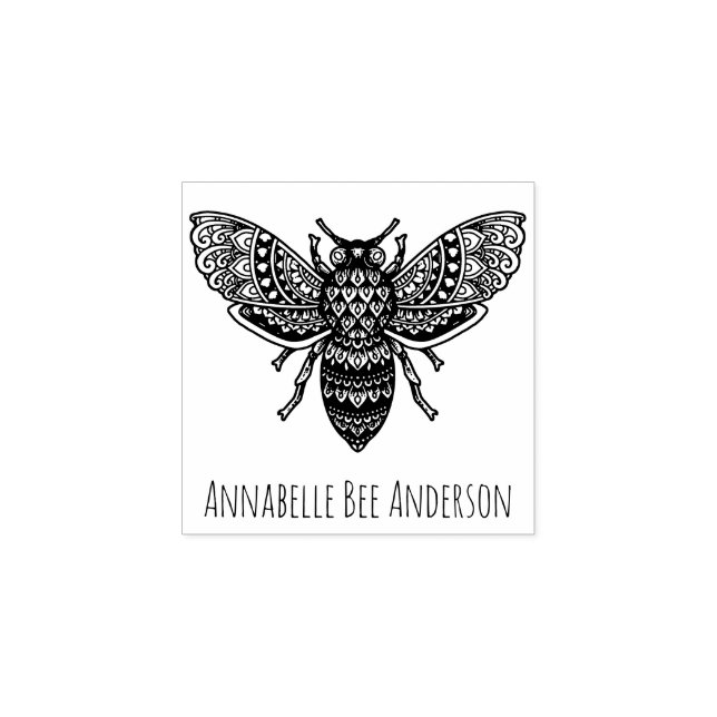 Sello De Caucho Estampado de arte Ornate Bee Wood (Impresión)