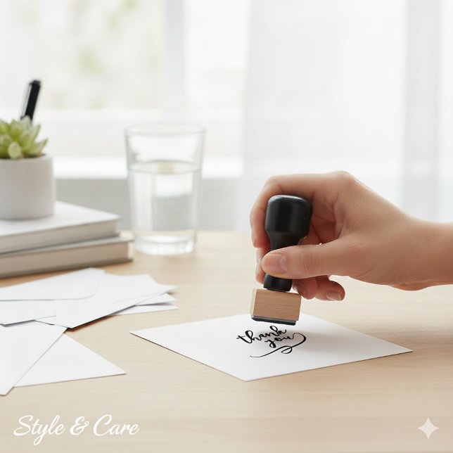 Sello De Caucho Estampado de goma artística de 1 pulgada (Artistic Thank You Rubber Stamp in 1 Inch Size)