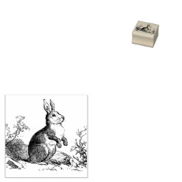 Sello De Caucho Estampado de goma de conejo rústico vintage