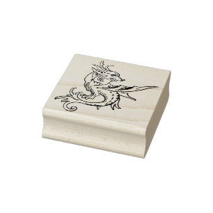 Sello De Caucho estampado mítico de arte de dragón
