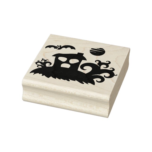 Sello De Caucho Estampilla de arte de 2 siluetas de casa embrujada (Sello)