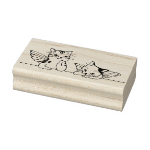 Sello De Caucho estampilla de arte de gatos ángeles