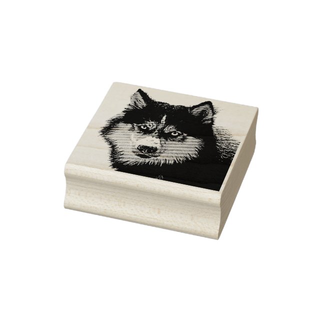 Sello De Caucho Estampilla de arte de Husky Wood siberiana (Sello)