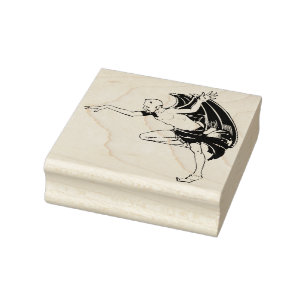 Sello De Caucho Estampilla de arte de ilustracion demonio bailando
