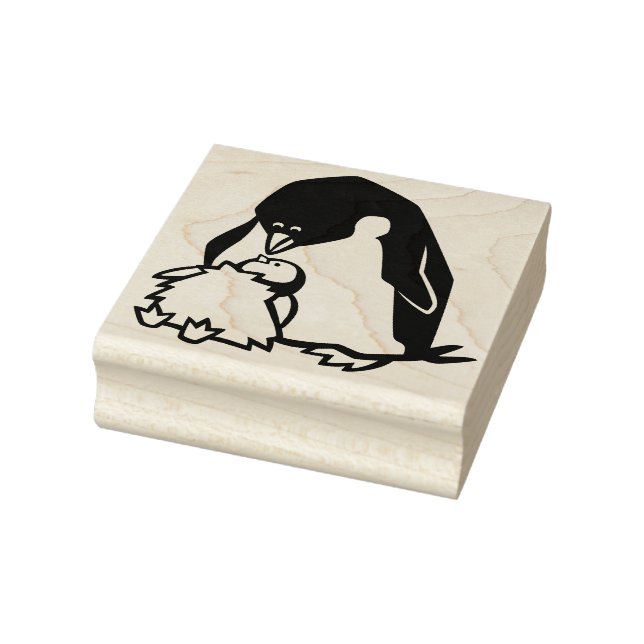 Sello De Caucho Estampilla de arte de la madera de pingüino silves (Sello)