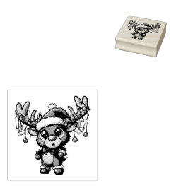 Sello De Caucho Estampilla de arte de la madera de reno para navid