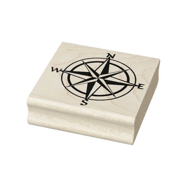 Sello De Caucho Estampilla de arte de madera - brújula náutica (Sello)