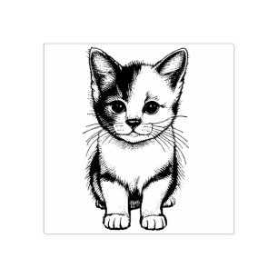 Sello De Caucho Estampilla De Arte De Madera De Gatito Cute Kitten