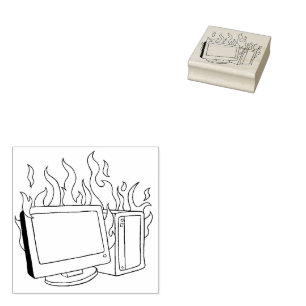 Sello De Caucho Estampilla de arte de madera de incendio de comput