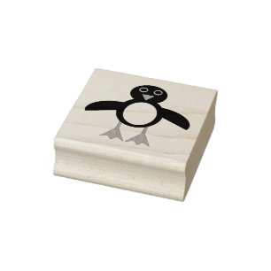 Sello De Caucho Estampilla de arte de madera de pingüino