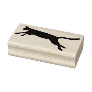 Sello De Caucho estampilla de arte de silueta de gato en salto
