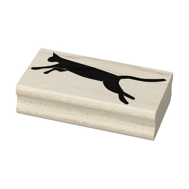 Sello De Caucho estampilla de arte de silueta de gato en salto (Sello)