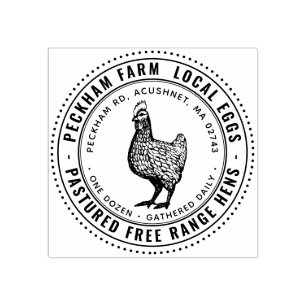 Sello De Caucho Estampilla de cartón de Huevos Frescos Locales Vin