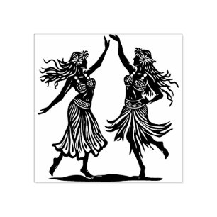 Sello De Caucho Estampilla de caucho de bailarines hawaianos de da