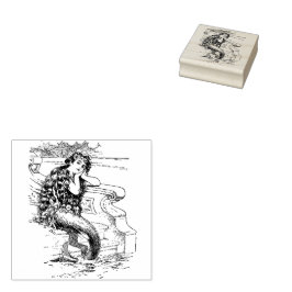 Sello De Caucho Estampilla de caucho de Chica de sirena de algodón