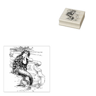 Sello De Caucho Estampilla de caucho de Chica de sirena de algodón