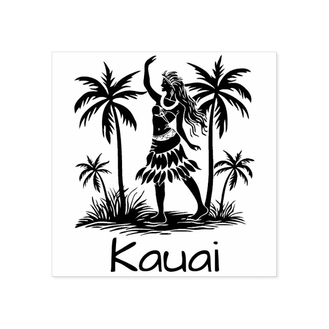 Sello De Caucho Estampilla de caucho Kauai, palmeras bailarinas ha (Impresión)