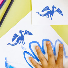 Sello De Caucho Estampilla de dragón | Sonriente