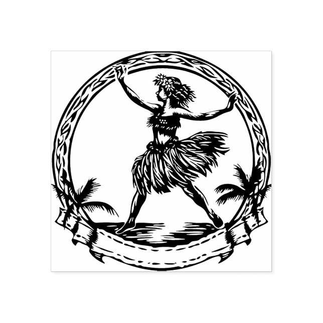 Sello De Caucho Estampilla de goma bailarina hawaiana (Impresión)