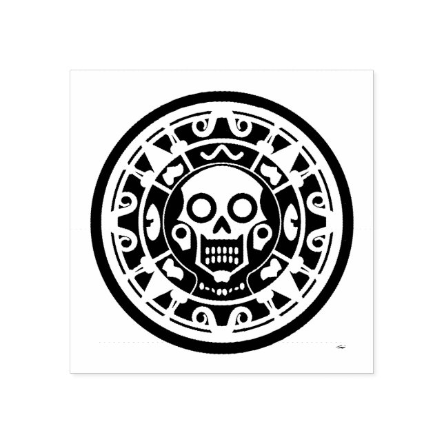 Sello De Caucho Estampilla de goma de arte azteca mexicano (Impresión)