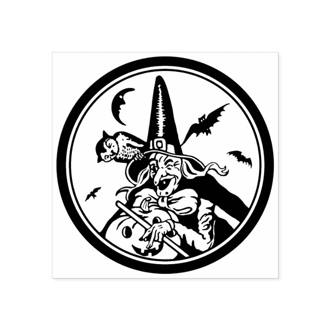 Sello De Caucho Estampilla de goma de bruja de Halloween (Impresión)