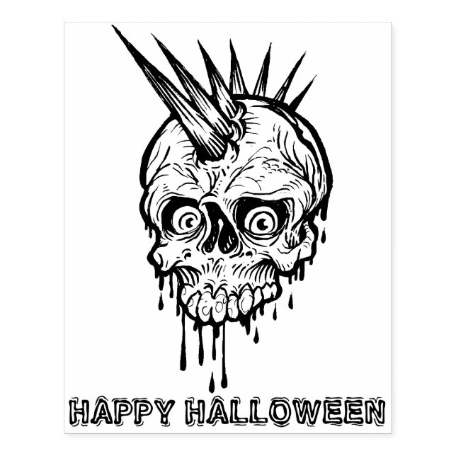 Sello De Caucho Estampilla de goma de cráneo de punk de Halloween (Impresión)