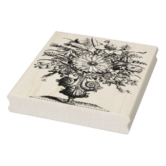 Sello De Caucho Estampilla de goma de flores de época francesa