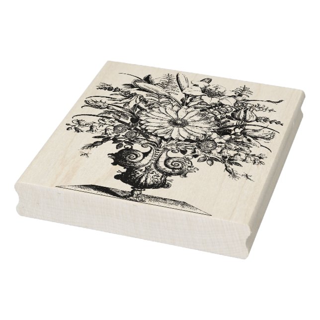 Sello De Caucho Estampilla de goma de flores de época francesa (Sello)