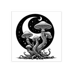 Sello De Caucho Estampilla de goma de hongos de la luna y las estr