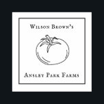 Sello De Caucho Estampilla de goma de la granja de tomate personal<br><div class="desc">Sellos personalizados para productores de tomate con tomate enmarcado por un delgado borde negro cuadrado.</div>