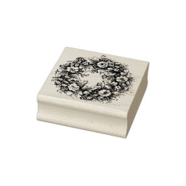 Sello De Caucho Estampilla de goma rústica Cottagecore Wreath Vint