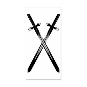 Sello De Caucho Estampilla de goma vertical de espadas cruzadas
