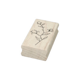 Sello De Caucho Estampilla de lirios y hueso de madera