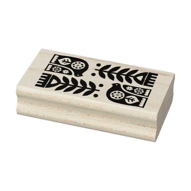 Sello De Caucho Estampilla de madera - Flores de arte folclórico e (Sello)