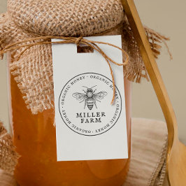 Sello De Caucho Estampilla de Miel Apiaria redonda de la granja de