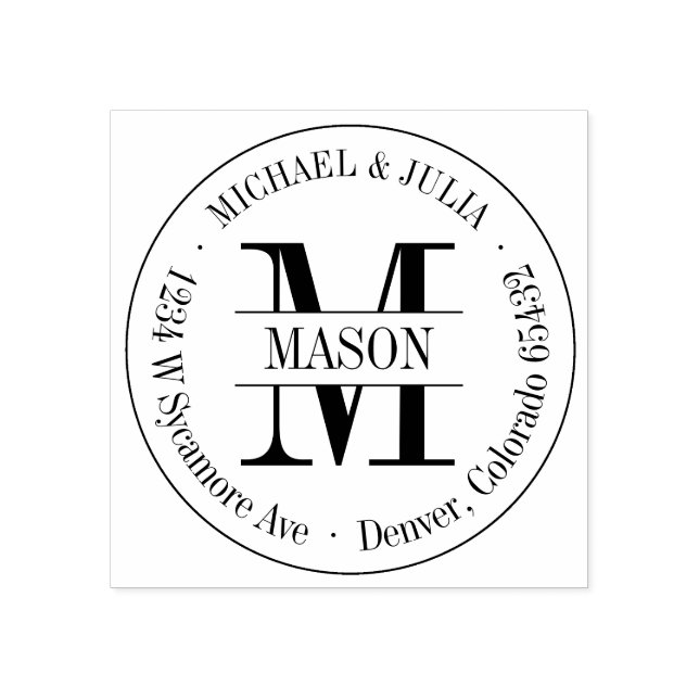 Sello De Caucho Estampilla de monograma redondo clásica (Impresión)