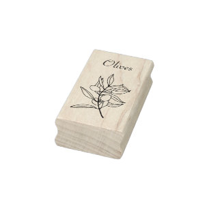 Sello De Caucho Estampilla de Olive Branch Wood Art
