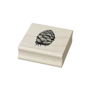 Sello De Caucho Estampilla Pinecone Wood Art