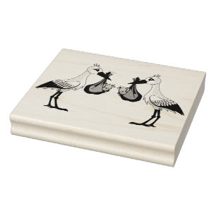 Sello De Caucho Estampillas/cigüeña de madera con gemelos