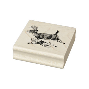 Sello De Caucho Estampillas de arte maderero/venado en marcha