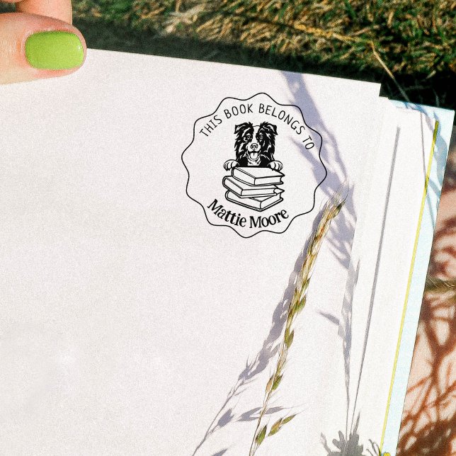 Sello De Caucho Este Libro Pertenece A, Cute Border Collie Book (Subido por el creador)