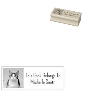 Sello De Caucho Este Libro Pertenece A, Cute Cat Personalizado