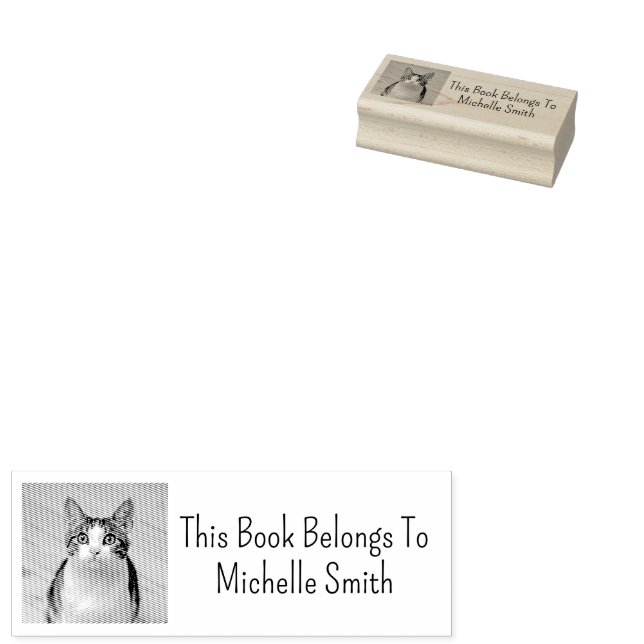 Sello De Caucho Este Libro Pertenece A, Cute Cat Personalizado (Sellado)