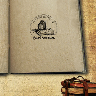 Sello De Caucho Este Libro Pertenece A, Cute Owl Book