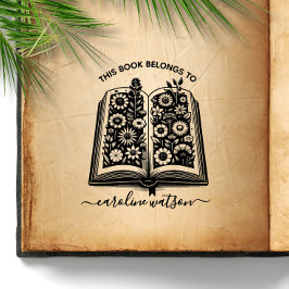 Sello De Caucho Este libro pertenece a Floral book Rubber Stamp 