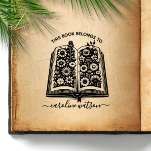Sello De Caucho Este libro pertenece a Floral book Rubber Stamp 